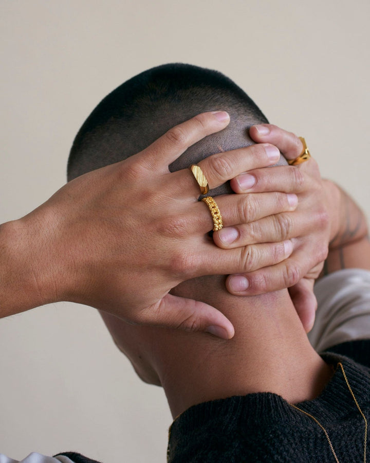 IX Crunchy Curb Gold Plated Ring