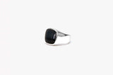 IX Cushion Signet Silver Ring w. Hawks Eye Ring