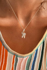 Medium Elephant Charm Pavé 18K Gold Pendant w. Diamonds