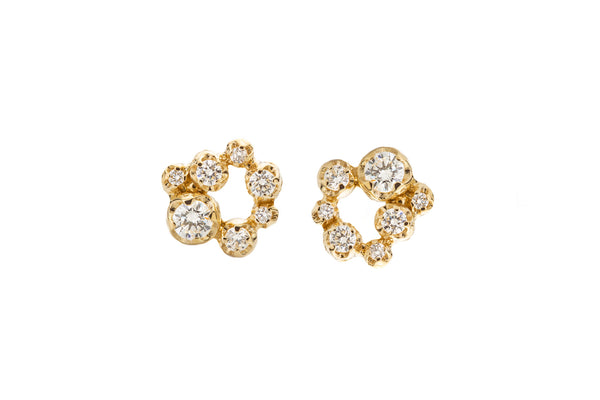 Small Circle Nr 01 18K Gold, Whitegold or Rosegold Earrings w. Diamonds