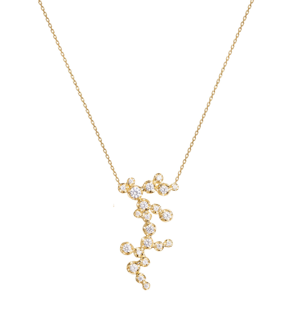 Stor Organic Nr 02 18K Guld, Hvidguld eller Rosaguld Halskæde m. Diamanter