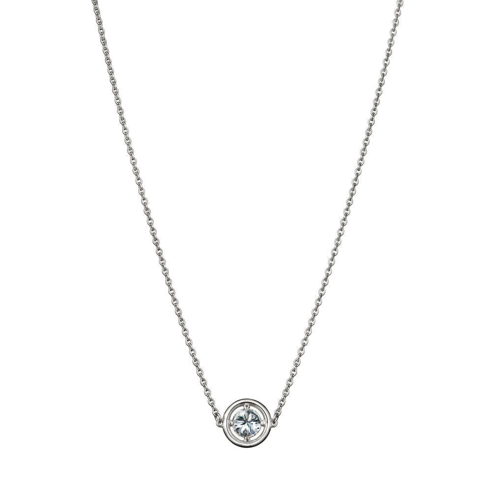 No 1 Solitaire 18K White Gold Necklace w. Diamond