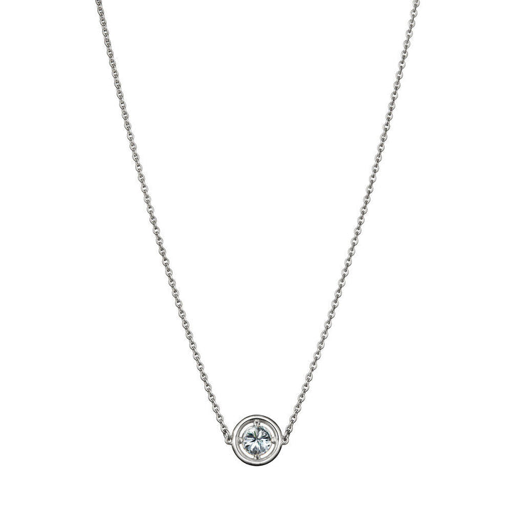 No 1 Solitaire 18K White Gold Necklace w. Diamond