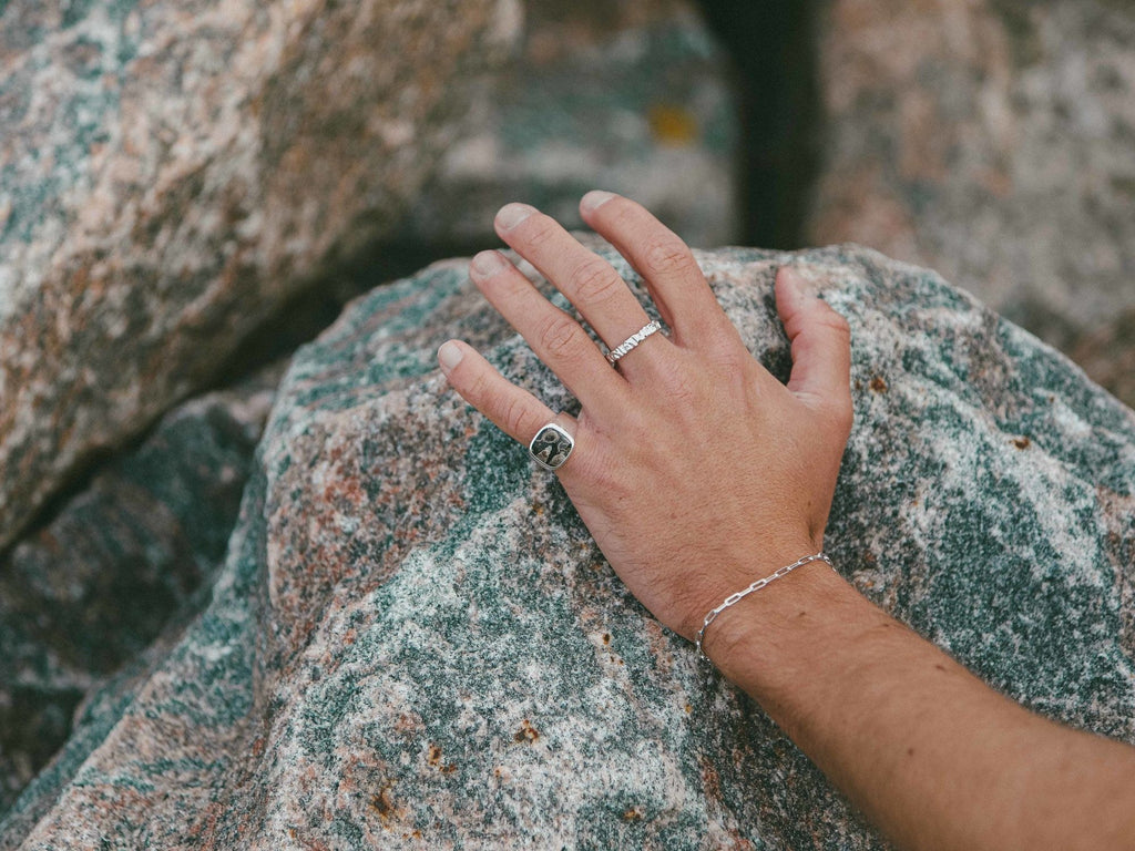 IX Kissenschildkröte Achat Silber Signet Ring
