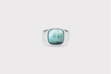 IX Cushion Larimar Signet Ring Sølv