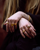 IX Cushion Signet 22K Gold Plated Ring w. Tiger's Eye Ring