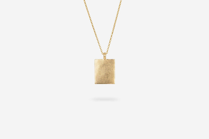 IX Rustic Square Gold Plated Pendant