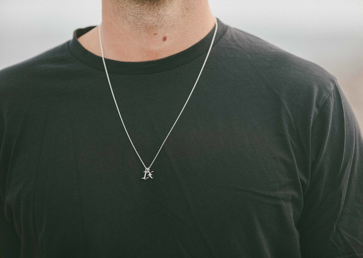 IX E Letter Silver Pendant