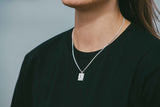 IX Rustic Square Silver Pendant