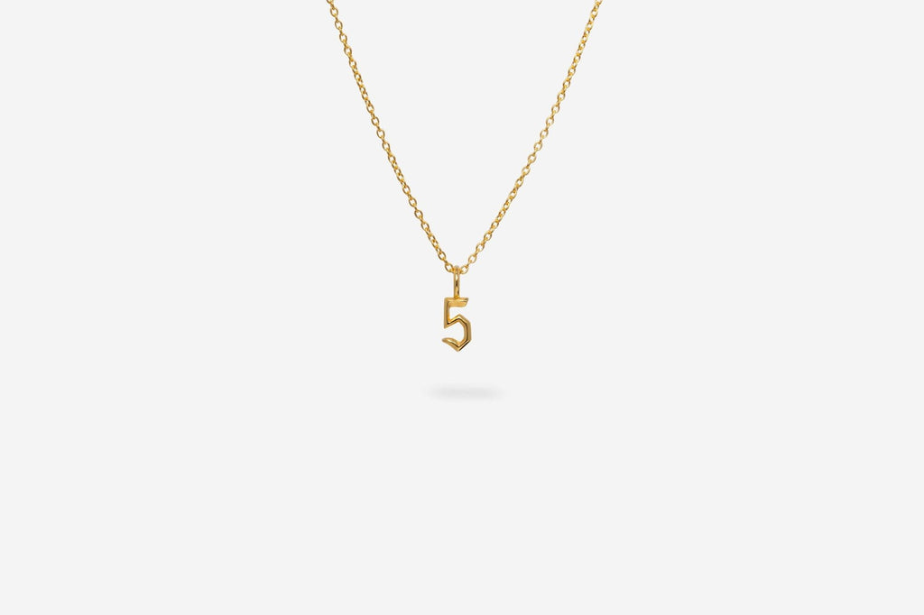 IX Lucky Number 5 Gold Plated Pendant