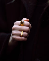 IX Mini gebürstet Sechseckgold plattiert Ring