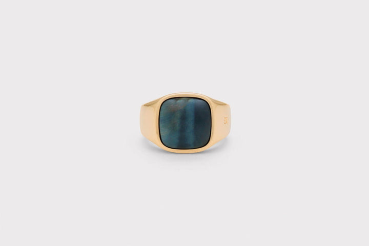 IX Cushion Signet 22K Forgyldt Ring m. Hawks Eye