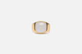 IX Cushion Moonstone Signet Gold Plated Ring