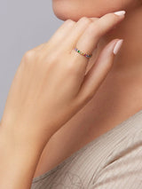 Rainbow Sapphire Skinny 14K Gold Ring