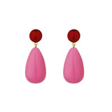 Pink & Red Large Goldplated Drop Earrings