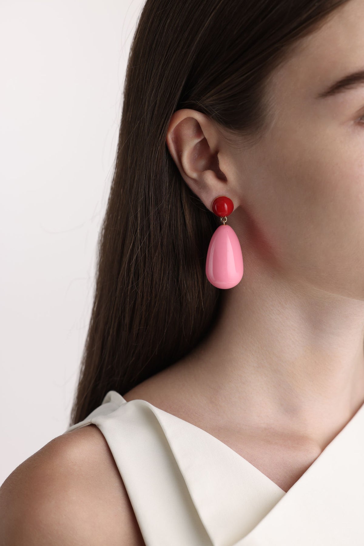 Pink & Red Large Goldplated Drop Earrings