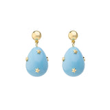 Blue Mini Goldplated Galaxy Drop Earrings w. Pearl
