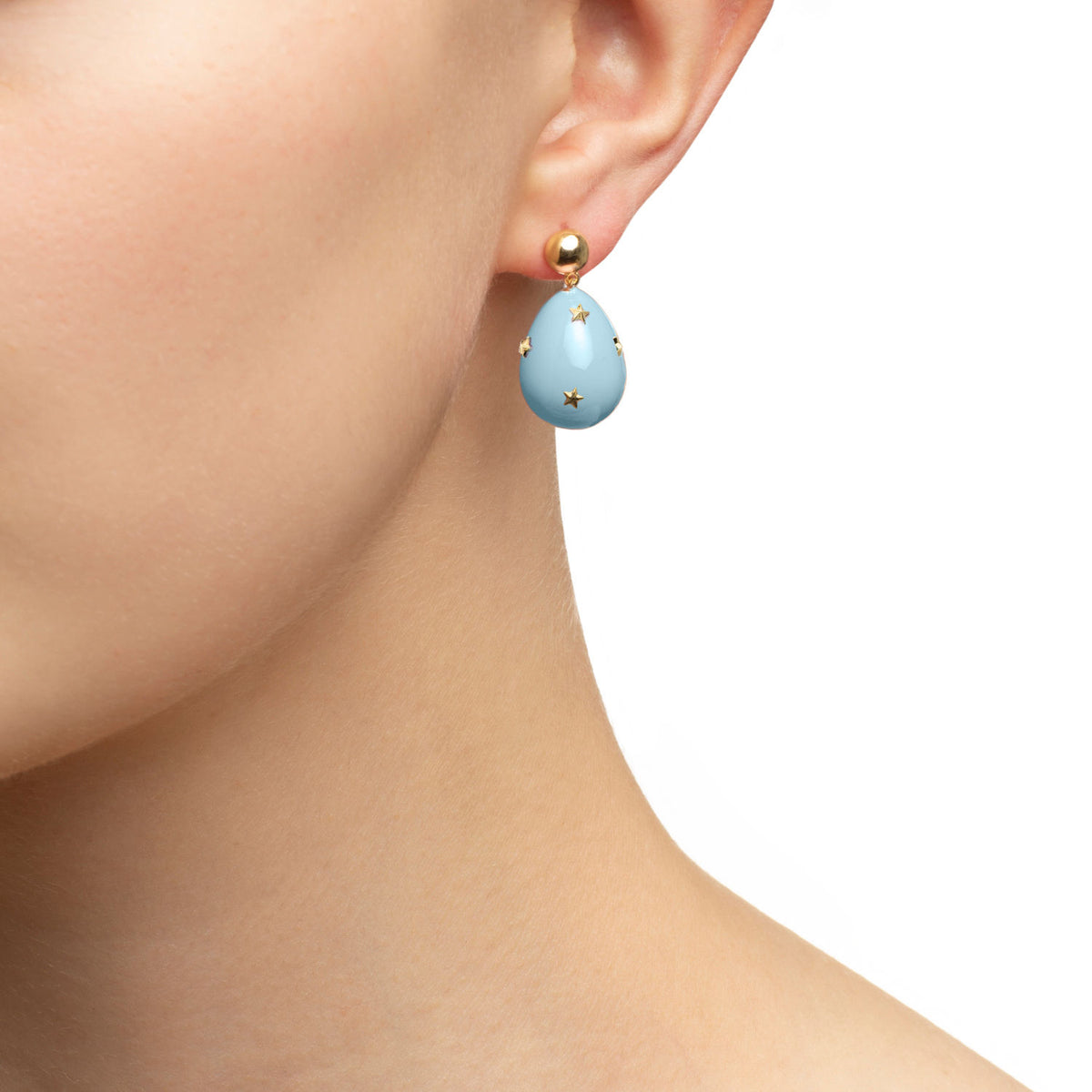 Blue Mini Goldplated Galaxy Drop Earrings w. Pearl