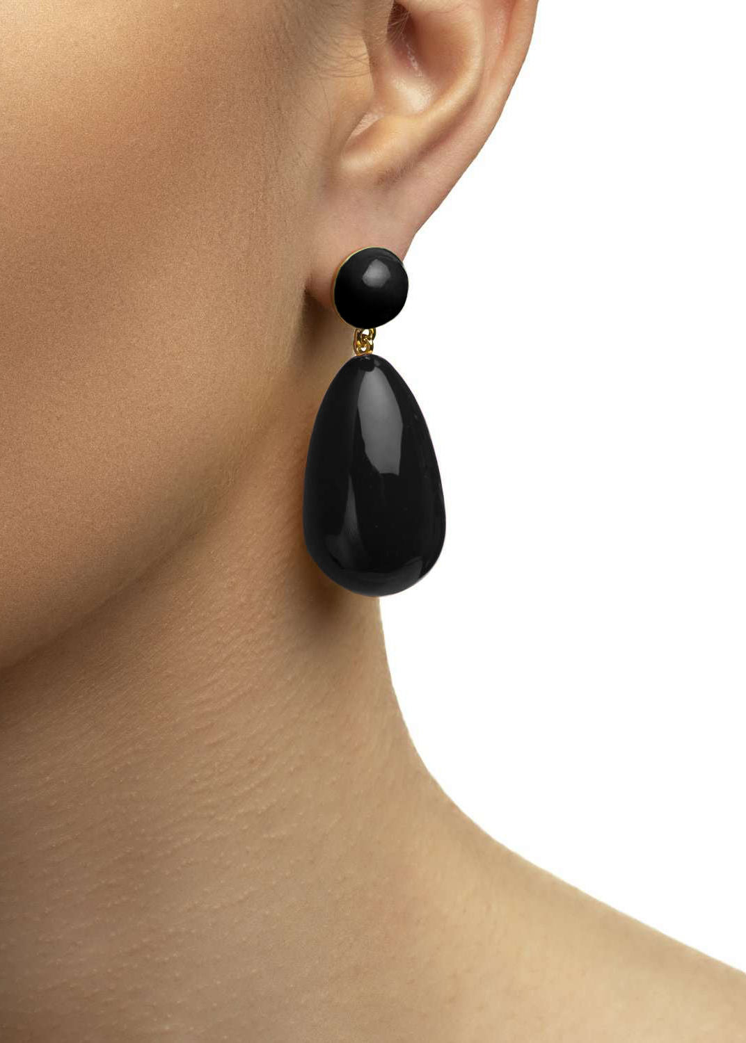 Black Large Goldplated Drop Earrings