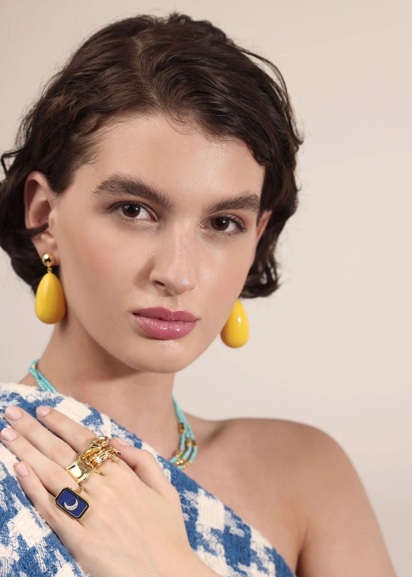 Yellow Large Goldplated Drop Earrings