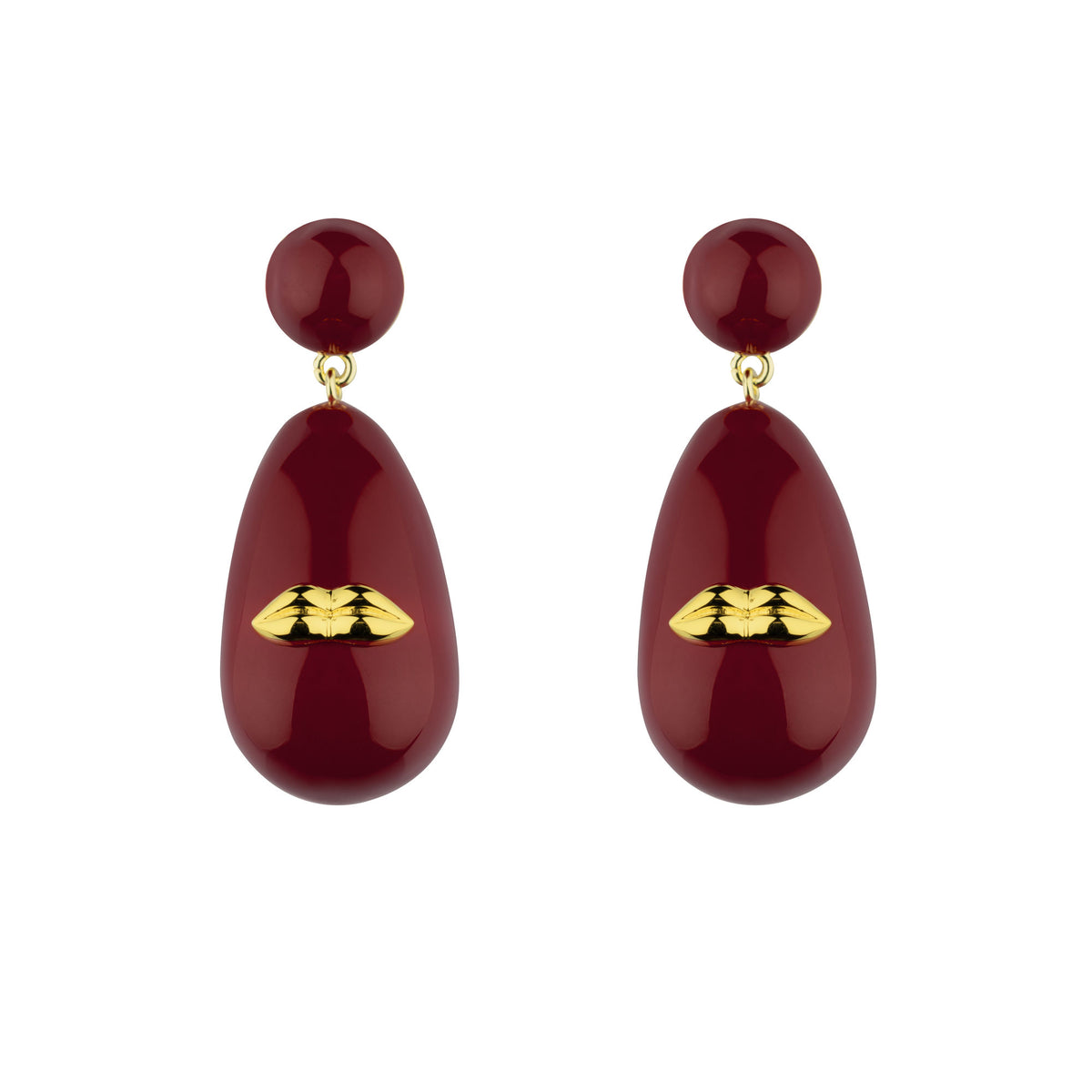 Red Large Goldplated Galaxy Drop Earrings