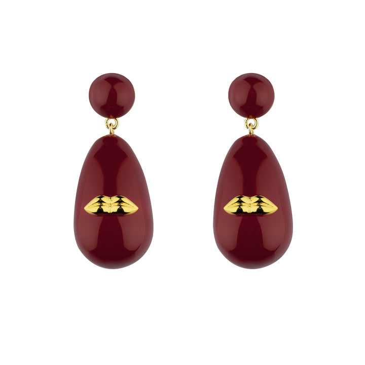 Red Large Goldplated Galaxy Drop Earrings