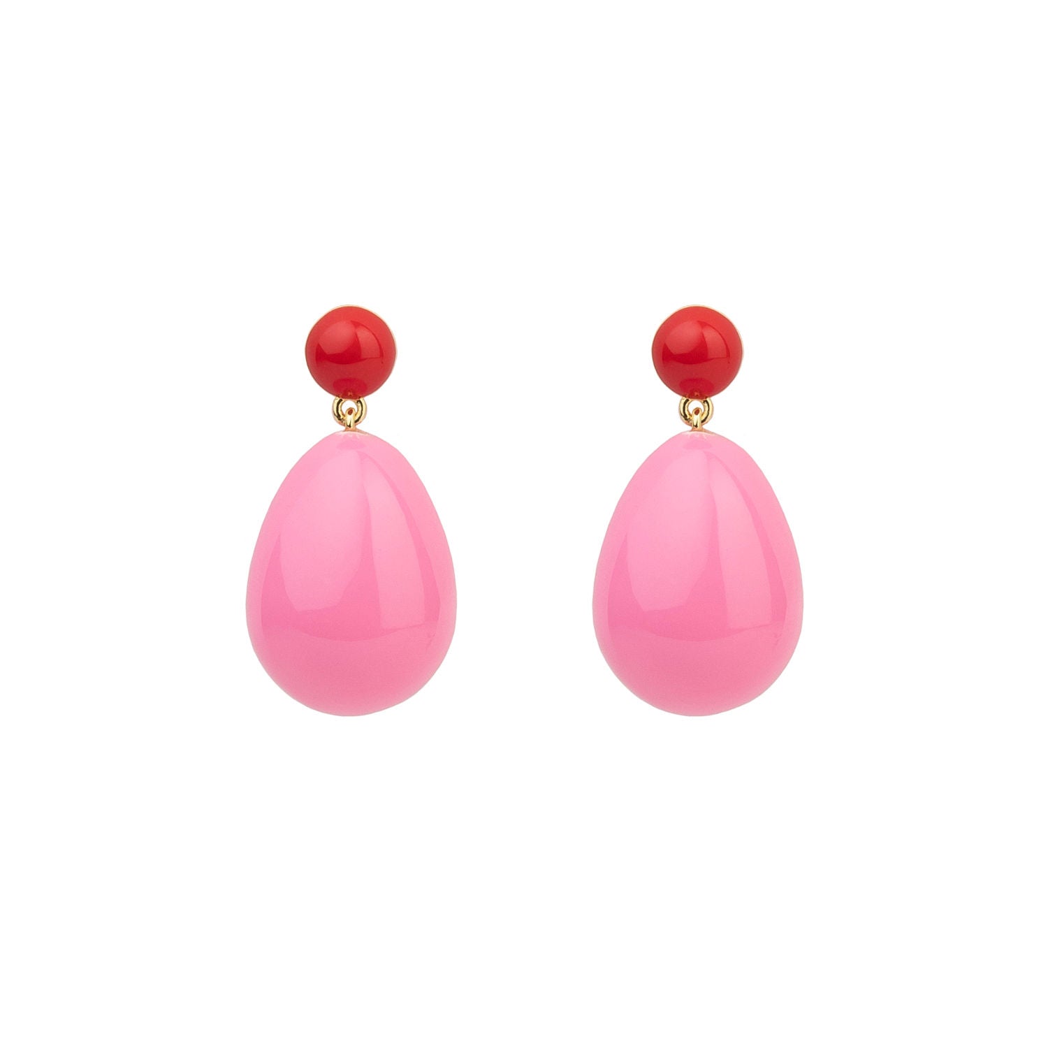 Pink & Red Mini Goldplated Drop Earrings
