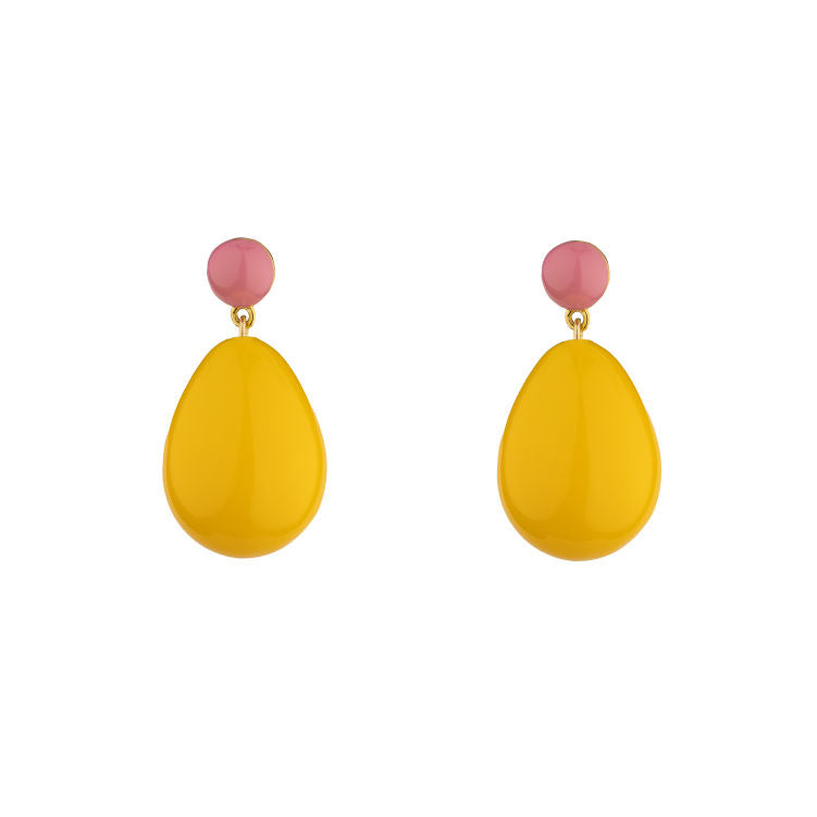 Yellow & Pink Mini Goldplated Drop Earrings