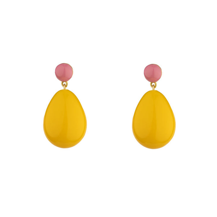 Yellow & Pink Mini Goldplated Drop Earrings