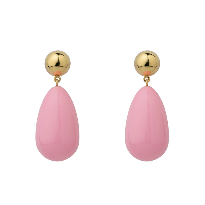 Pink & Gold Large Goldplated Drop Earrings