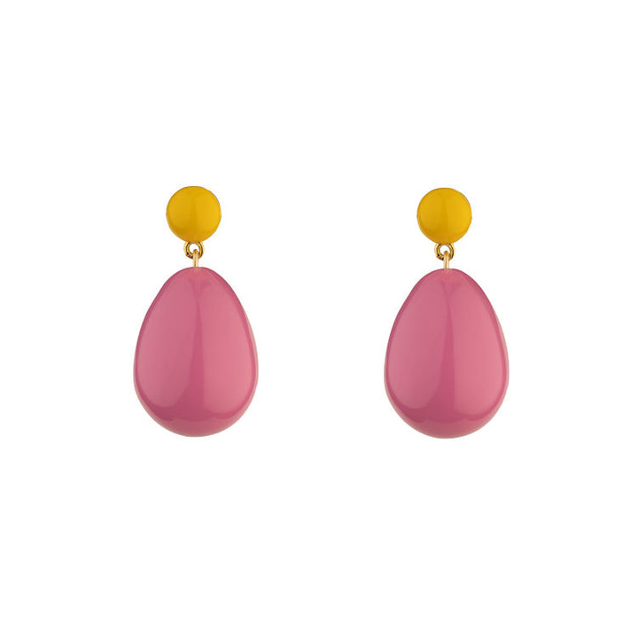 Pink & Yellow Mini Goldplated Drop Earrings