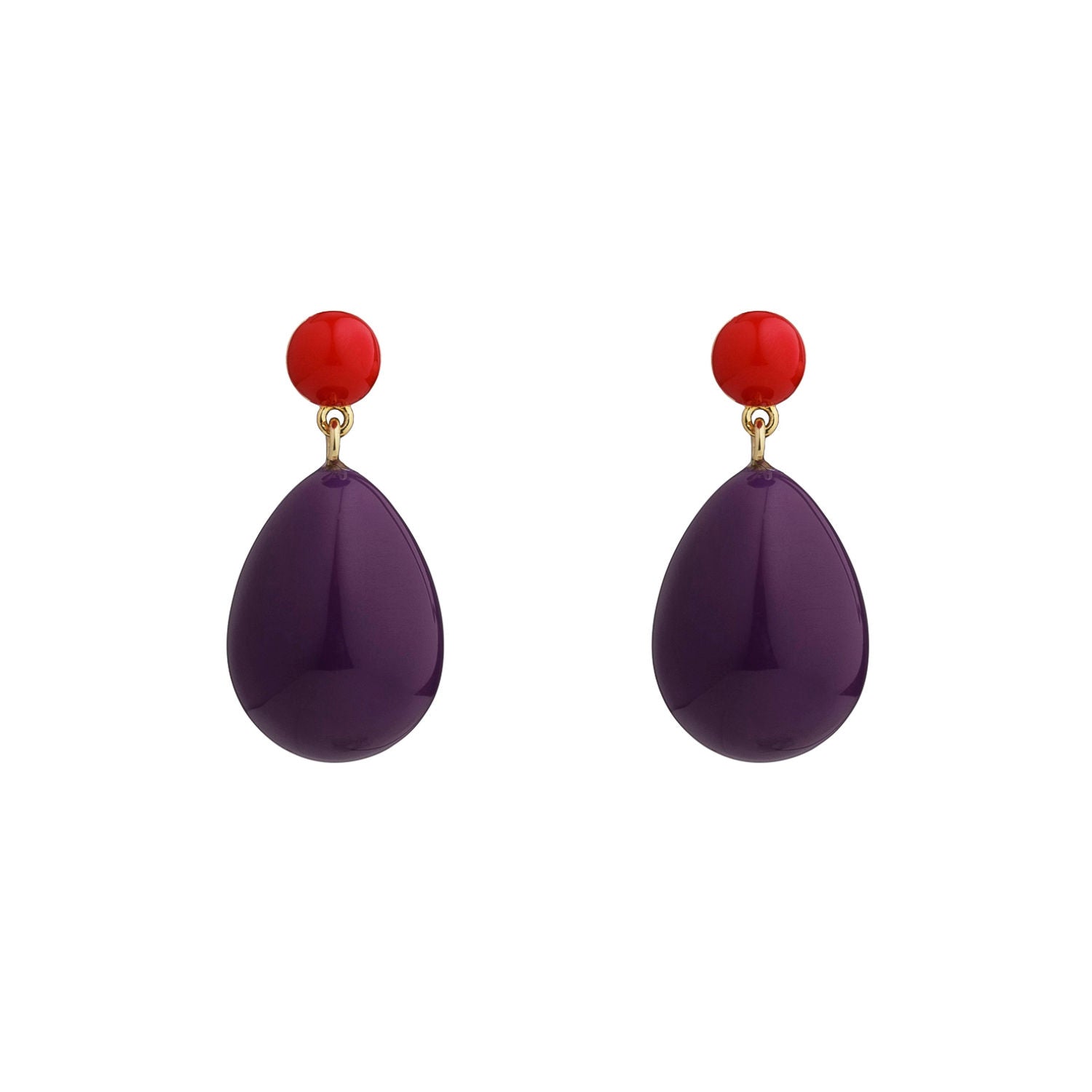 Red & Purple Mini Goldplated Drop Earrings