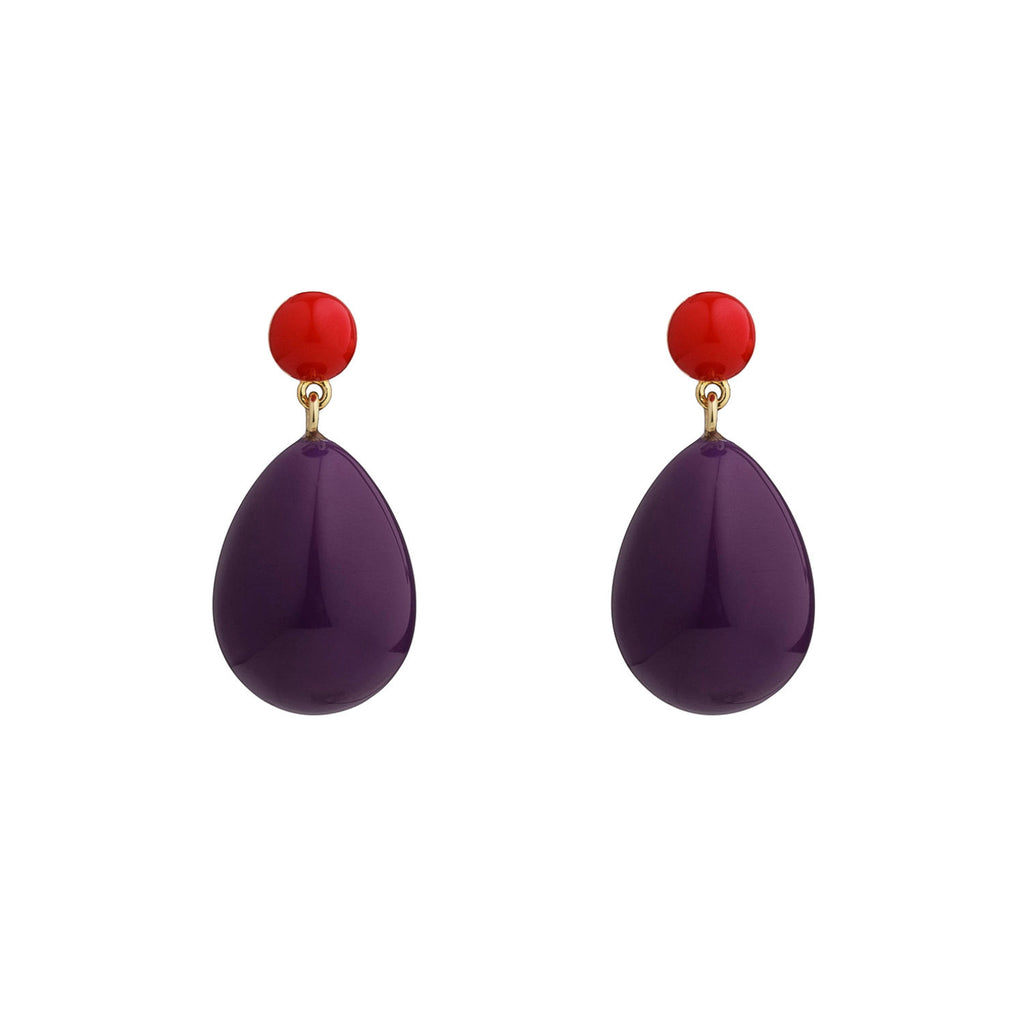 Red & Purple Mini Goldplated Drop Earrings