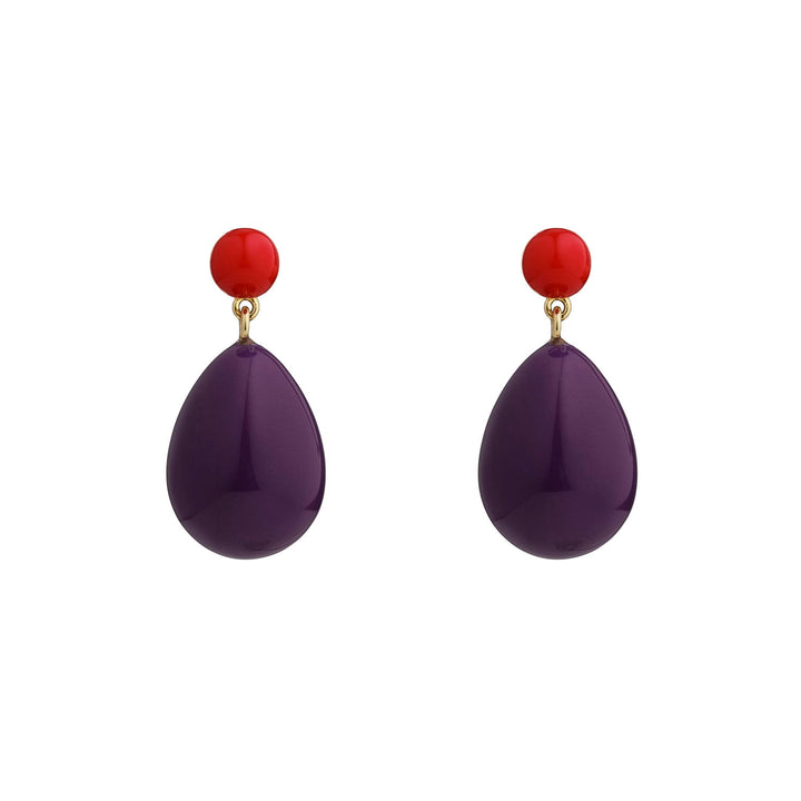 Red & Purple Mini Goldplated Drop Earrings