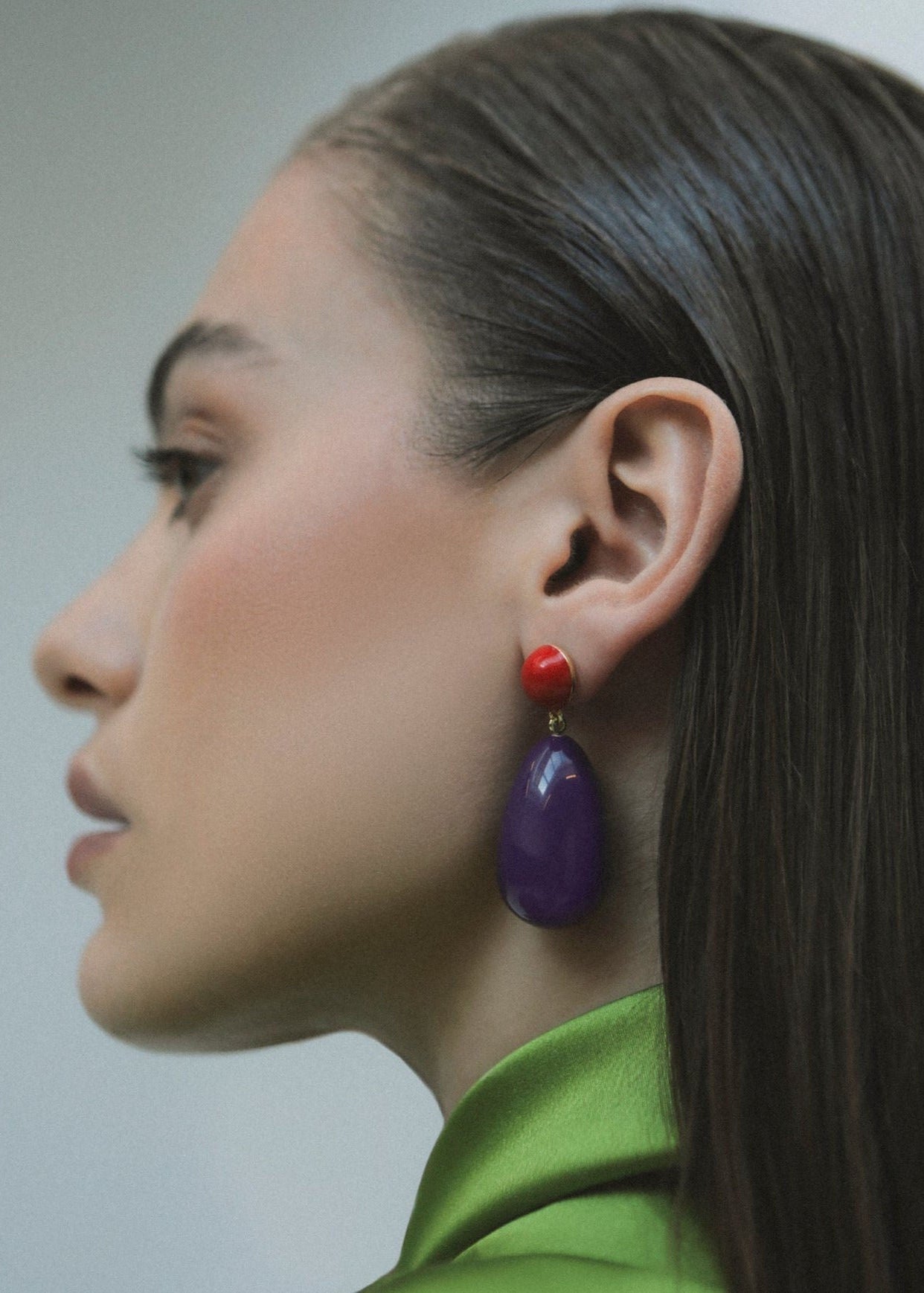 Red & Purple Large Goldplated Drop Earrings