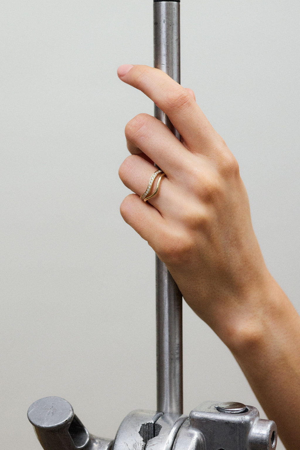 Curved Channel Pavé 14k or 18k Gold Ring w. Lab-Grown Diamonds