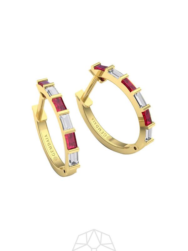 Ruby Serenity 14K Gold Hoops