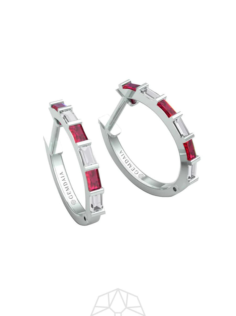 Ruby Serenity 14K White Gold Hoops