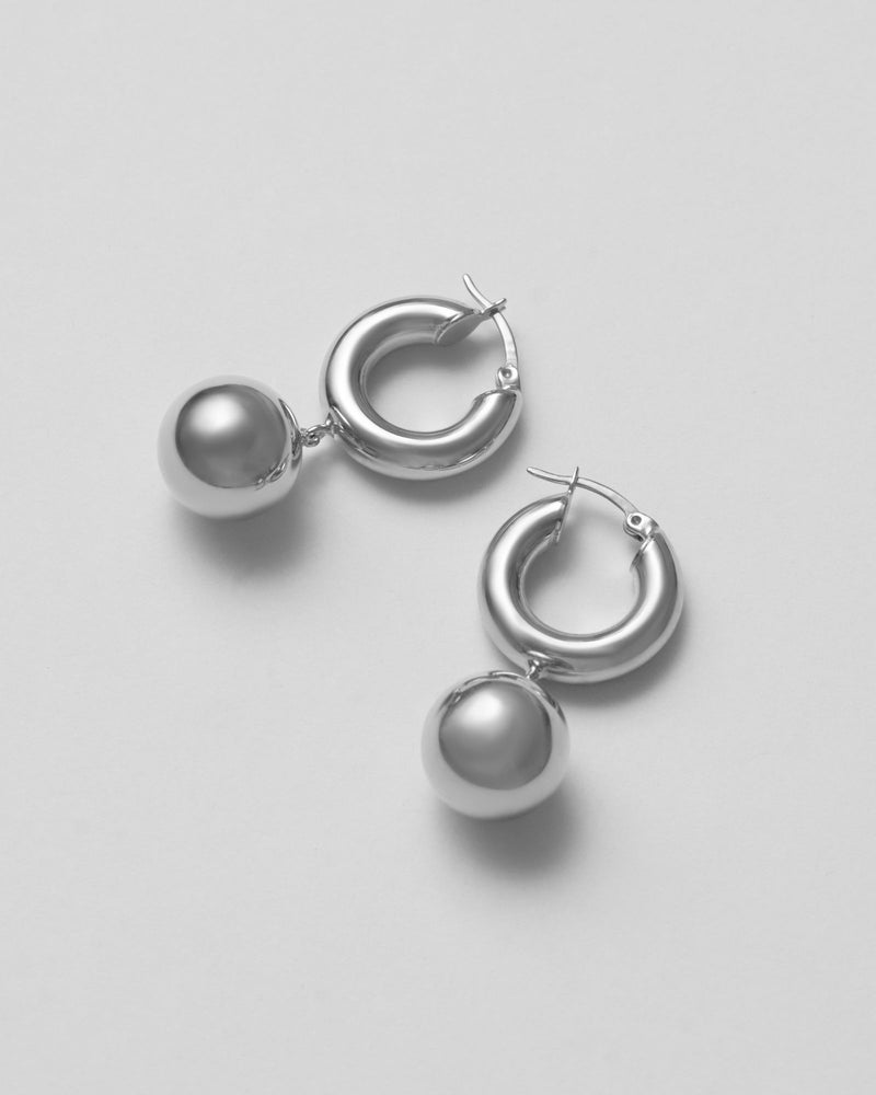 Sphere Silver Hoops