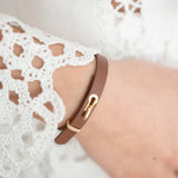 Revolution Brown Leather 18K Gold Bracelet w. Diamonds