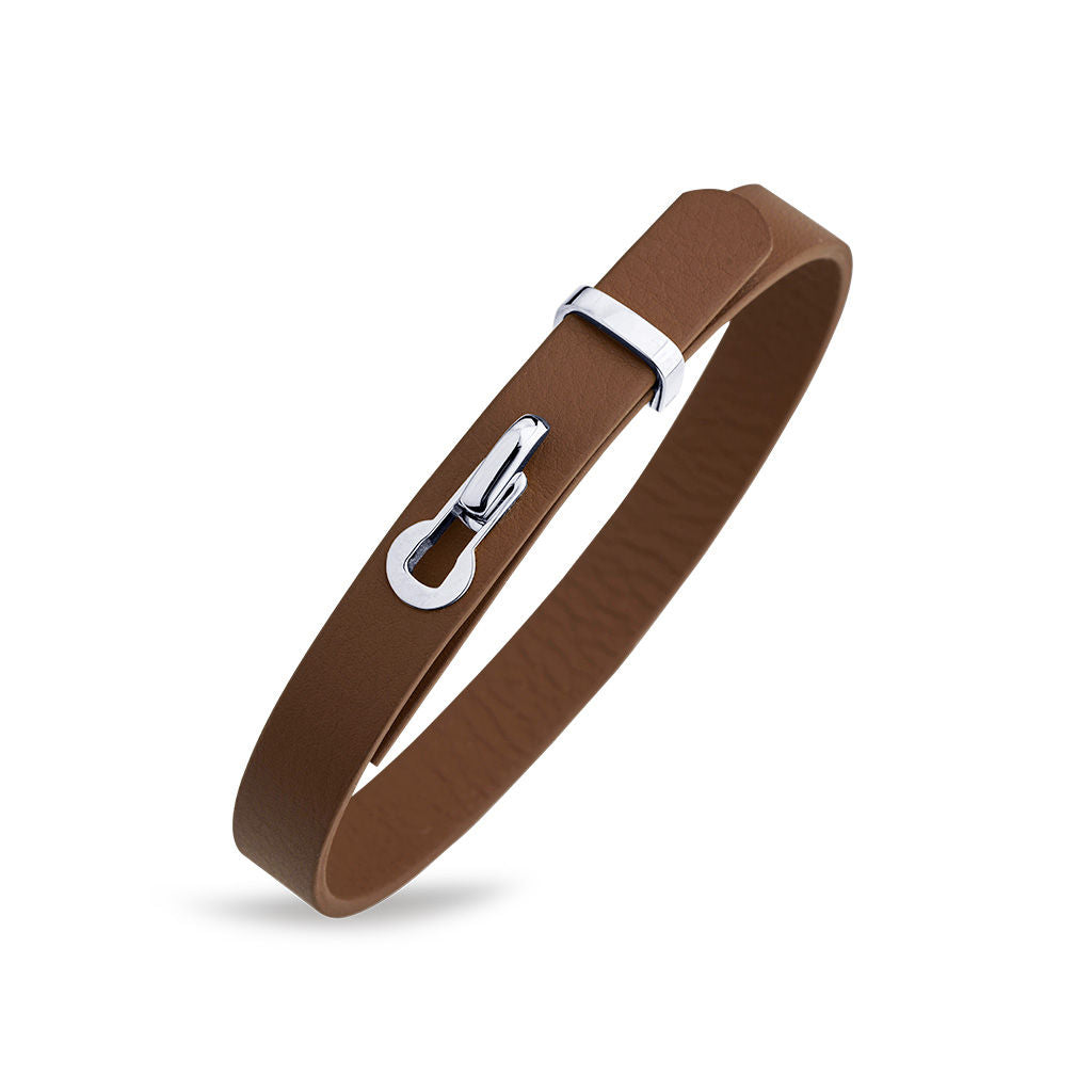 Revolution Brun Læder 18K Hvidguld Armbånd