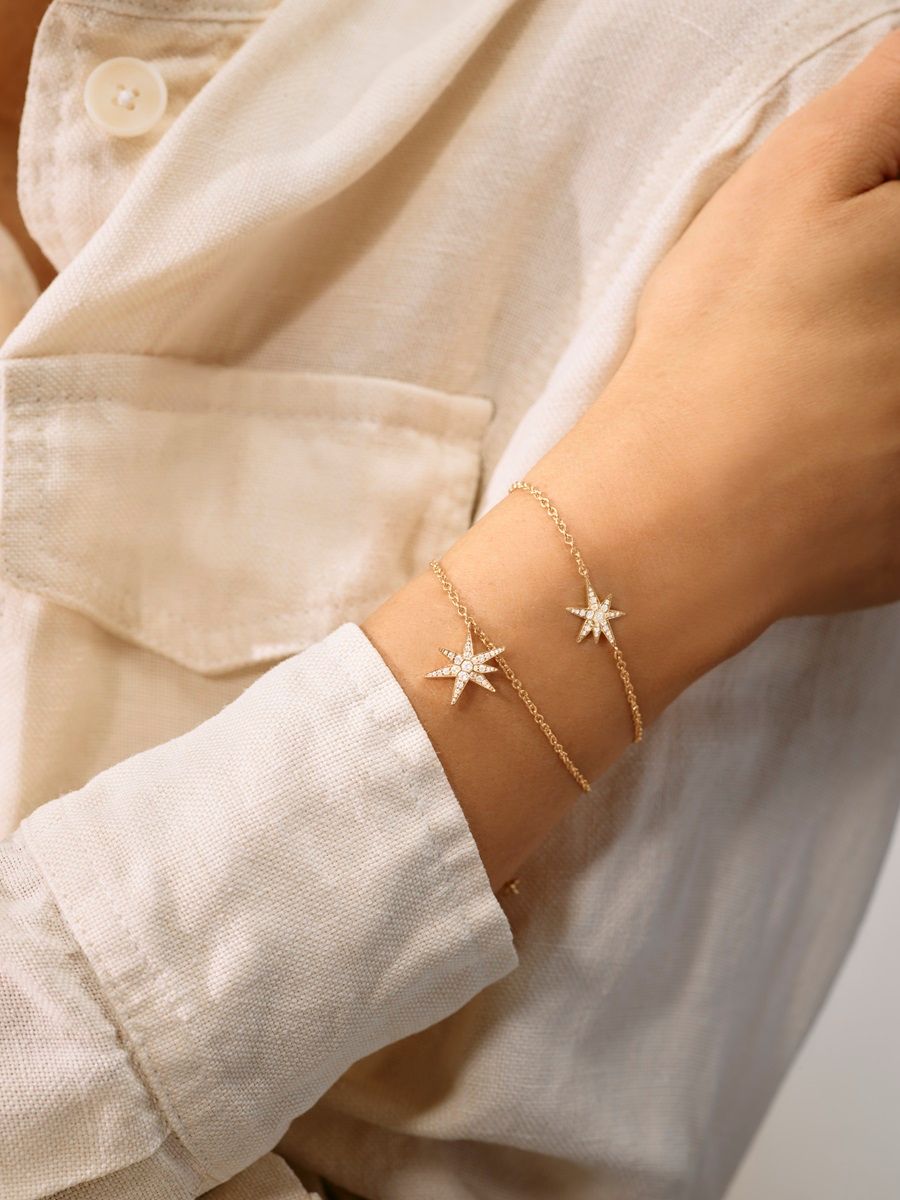 Funky Sterne 18K Gold Armband W. 0,15 ct Diamanten