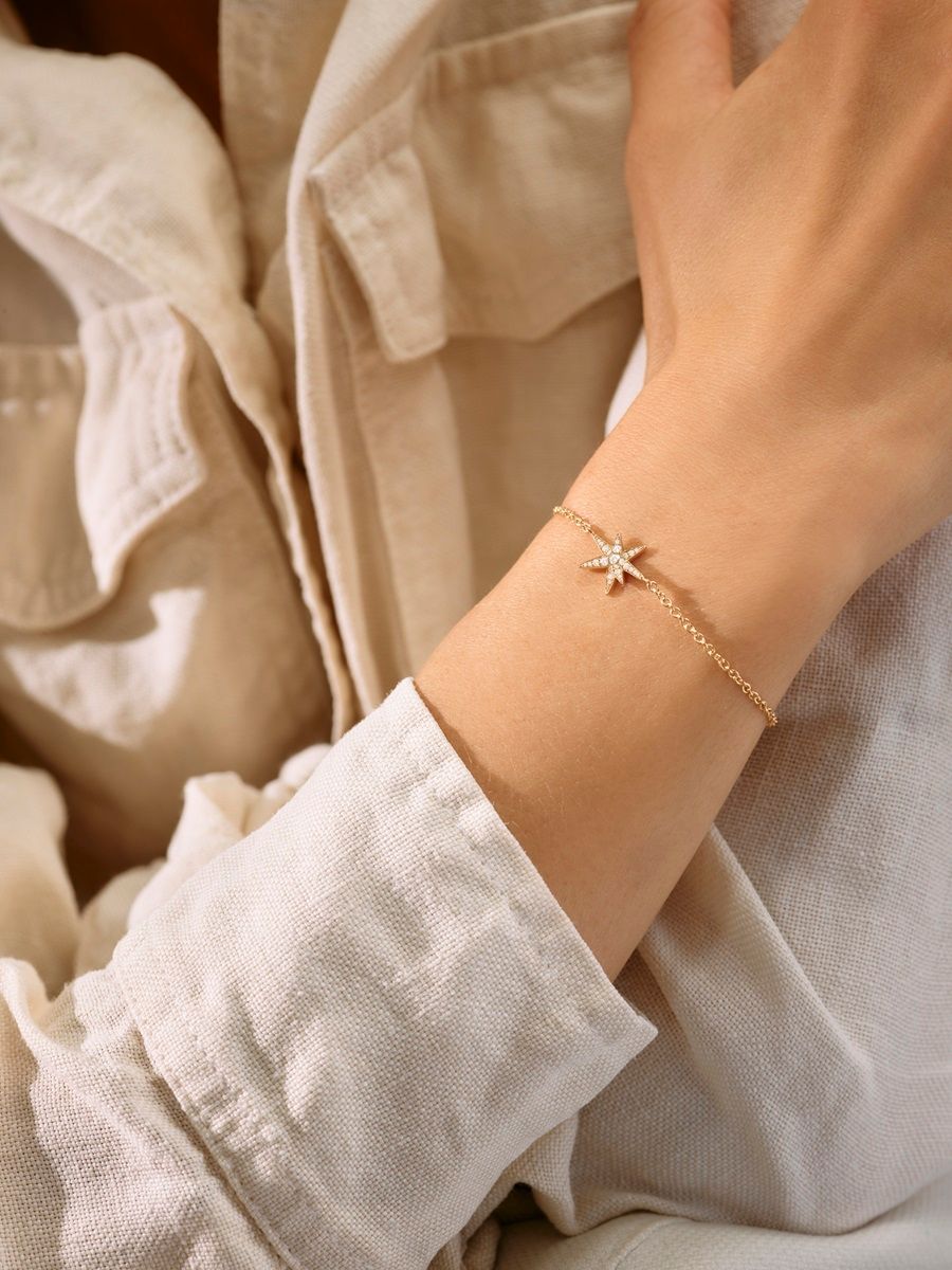 Funky Sterne 18K Gold Armband W. 0,15 ct Diamanten