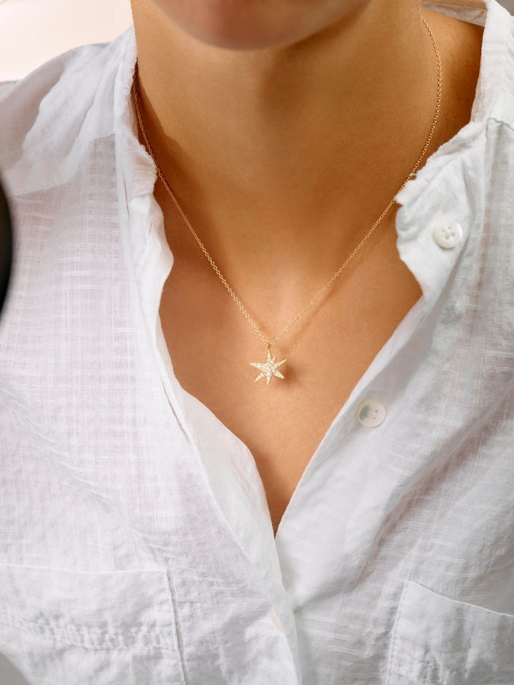 Funky Stars 18K Gold Necklace w. Diamonds