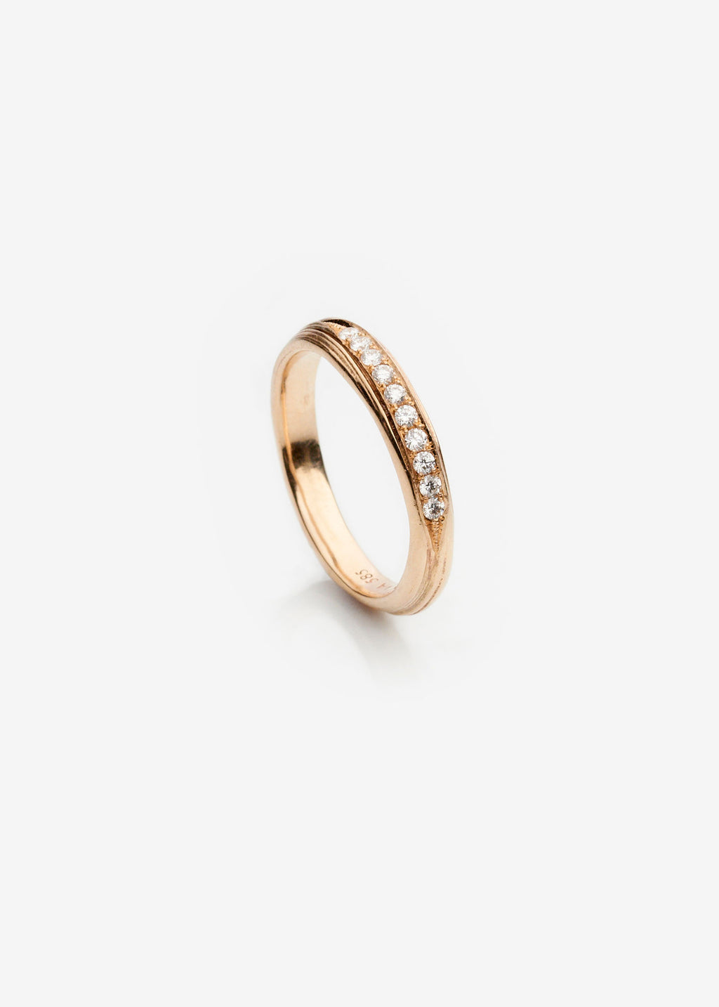 Wedding Band l Pavé 14K Gold Ring w. Diamonds
