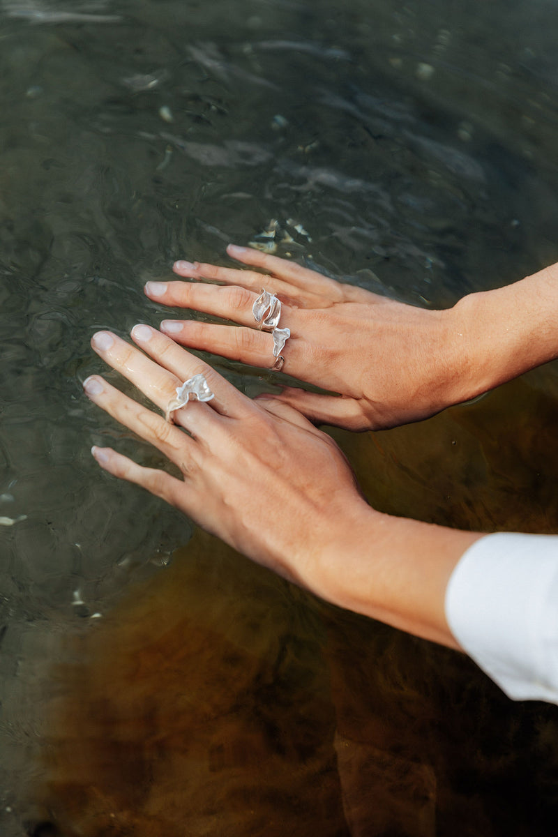 Lactuca Double Silver Ring