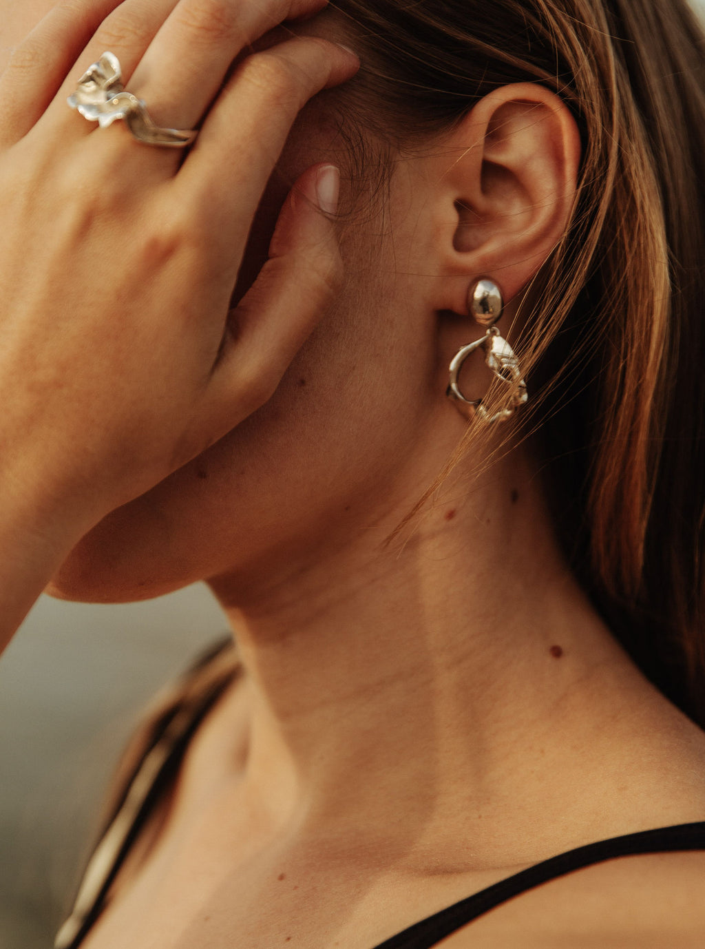 Puka Combi Sølv øreringe