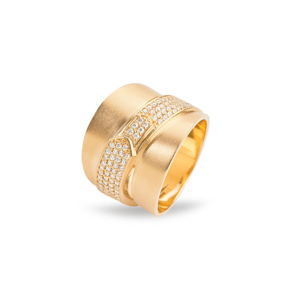Jovian großer 18k goldener Ring w. Diamanten