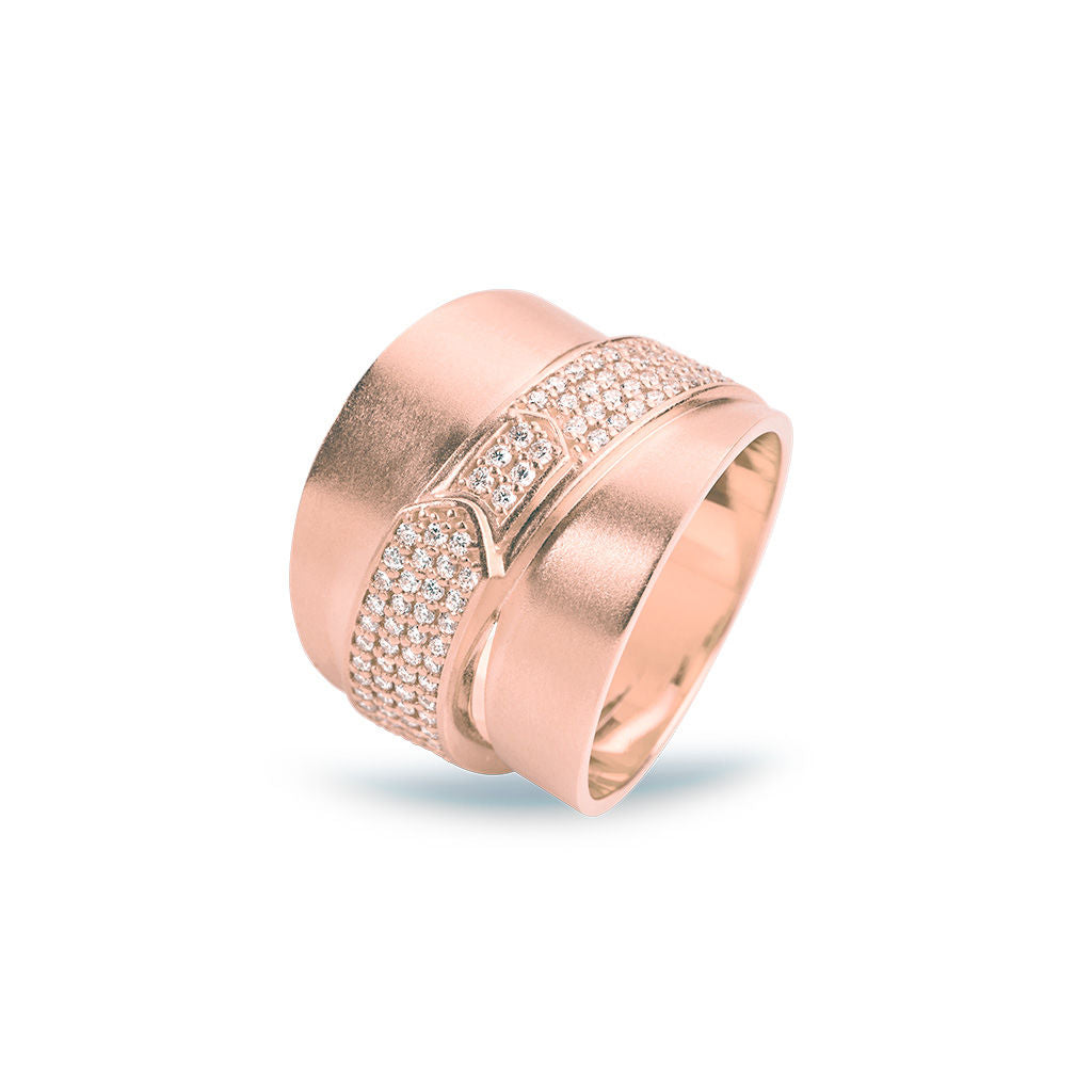 Jovian großer 18k Rosengold Ring w. Diamanten