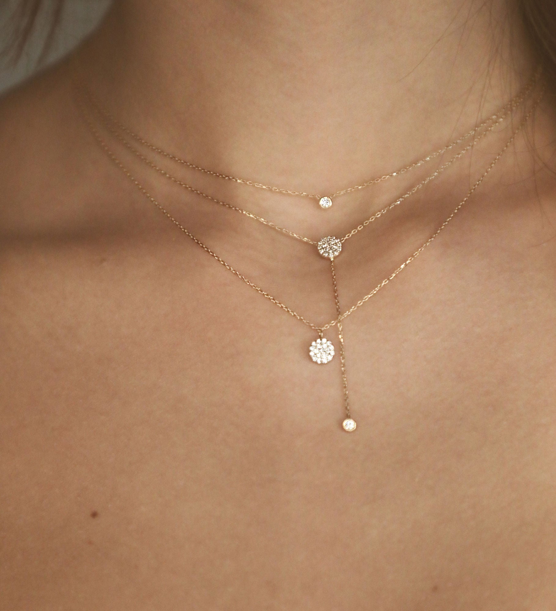 Dot 18K Rose Gold Necklace w. Diamond